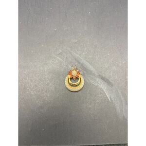 Ross Simon Sterling Silver 925 GP Diamond Accent & Ruby Floral Pendant